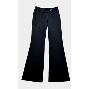 Cache VTG Pants Size 2 Black Womens Y2K Flare Bootcut Belted Slacks Stretch
